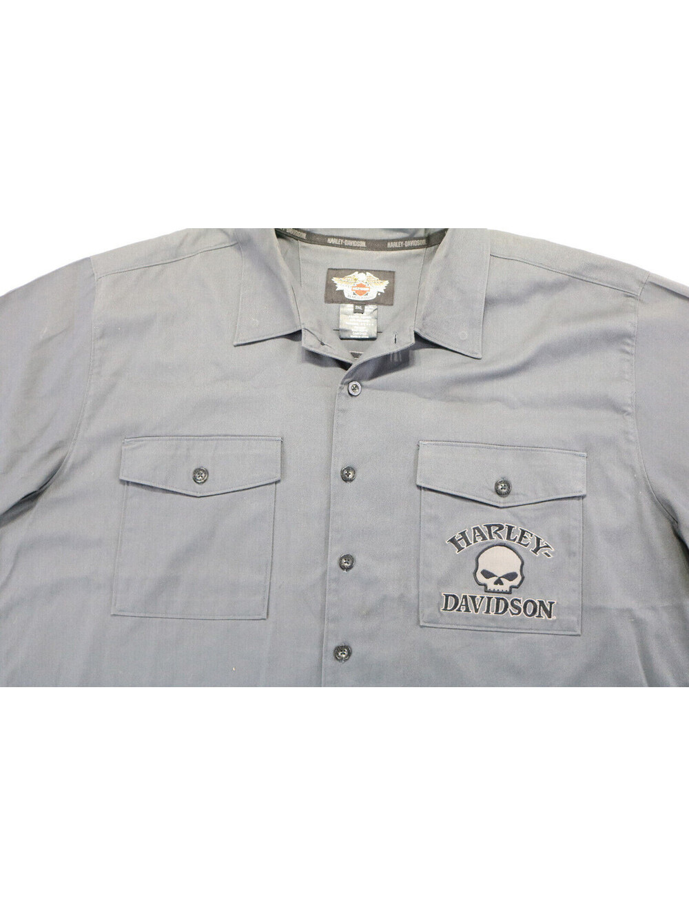 harley davidson short sleeve shirt 3XL gray black cotton Willie G. Skull SS bar